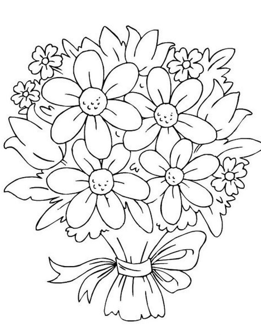 Coloring Pages Of Roses For Boys
 Bouquet Flowers Coloring Pages