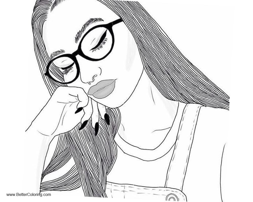 Coloring Pages Teen Girls With Phone
 Girly Coloring Pages Sleepy Girl Free Printable Coloring