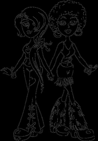 Coloring Pages Teen Girls With Phone
 two 70s girls coloring page coloring