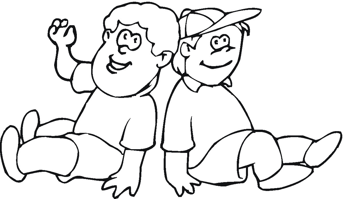 Coloring Pages Two Boys
 Friendship Coloring Pages coloringsuite