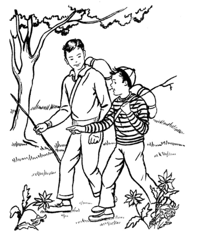 Coloring Pages Two Boys
 BlueBonkers Boy Coloring Pages Two boys on a hike