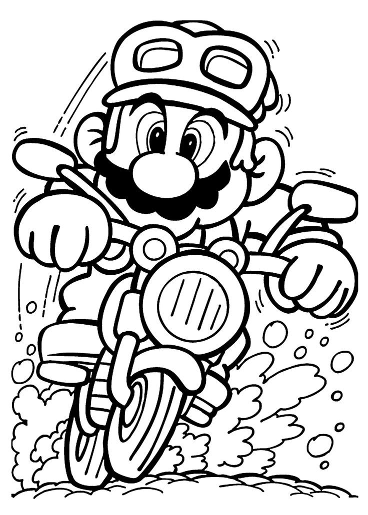 Coloring Pages With Details Boys
 Mario on motorcycle coloring pages for kids printable