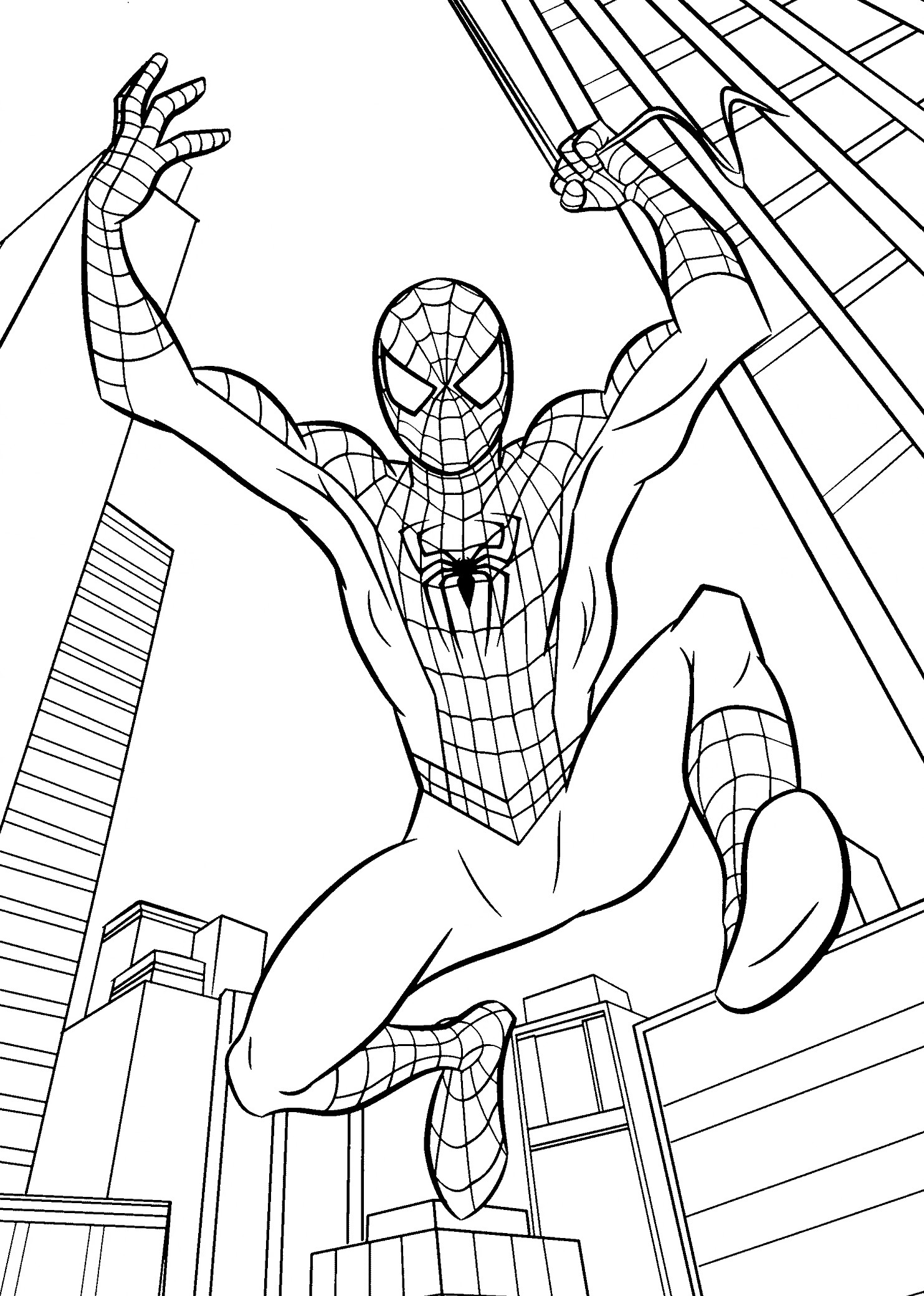 Coloring Sheets For Boys Spiderman
 Spider man jumps coloring pages for kids printable free