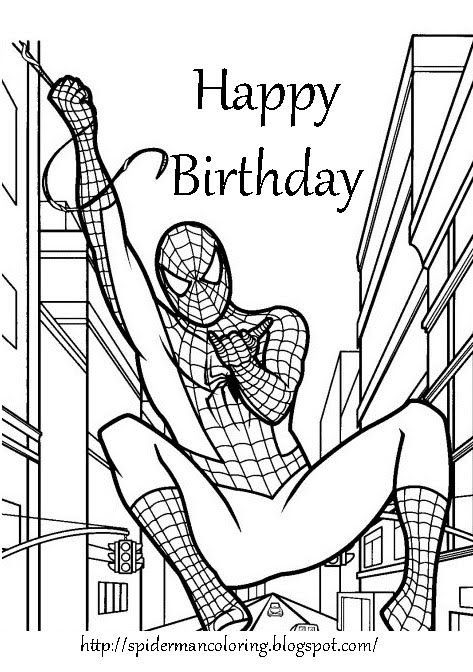 Coloring Sheets For Boys Spiderman
 Free Printable Coloring Birthday Cards for boys