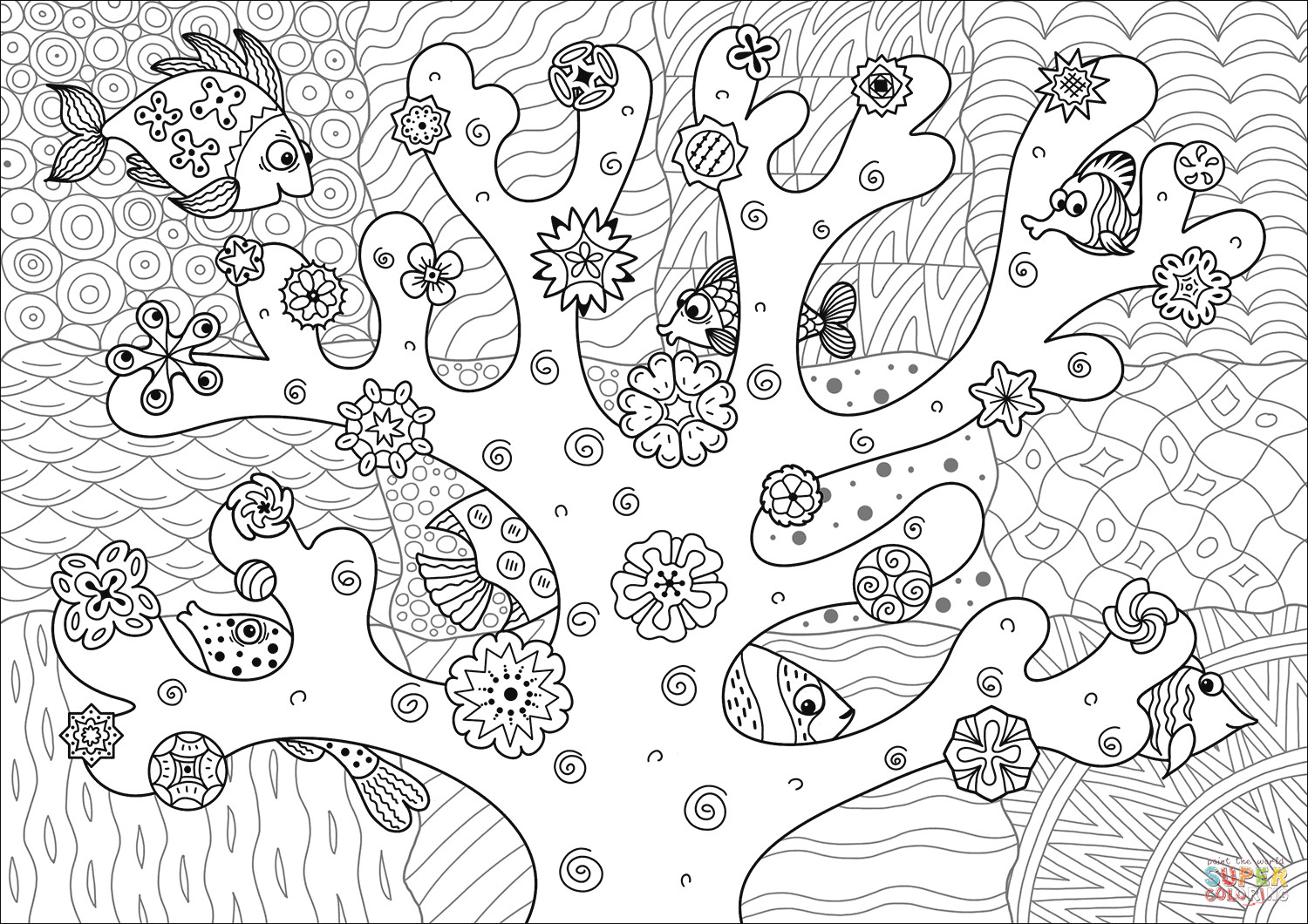 Coral Reef Coloring Pages
 Find Fish Hidden in the Coral Reef coloring page