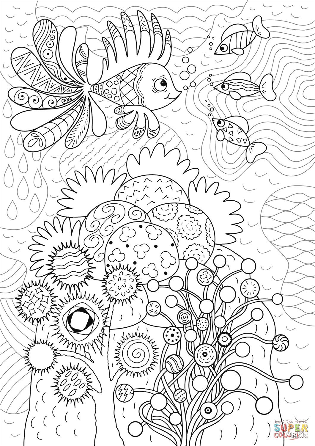 Coral Reef Coloring Pages
 Lionfish in Coral Reef coloring page