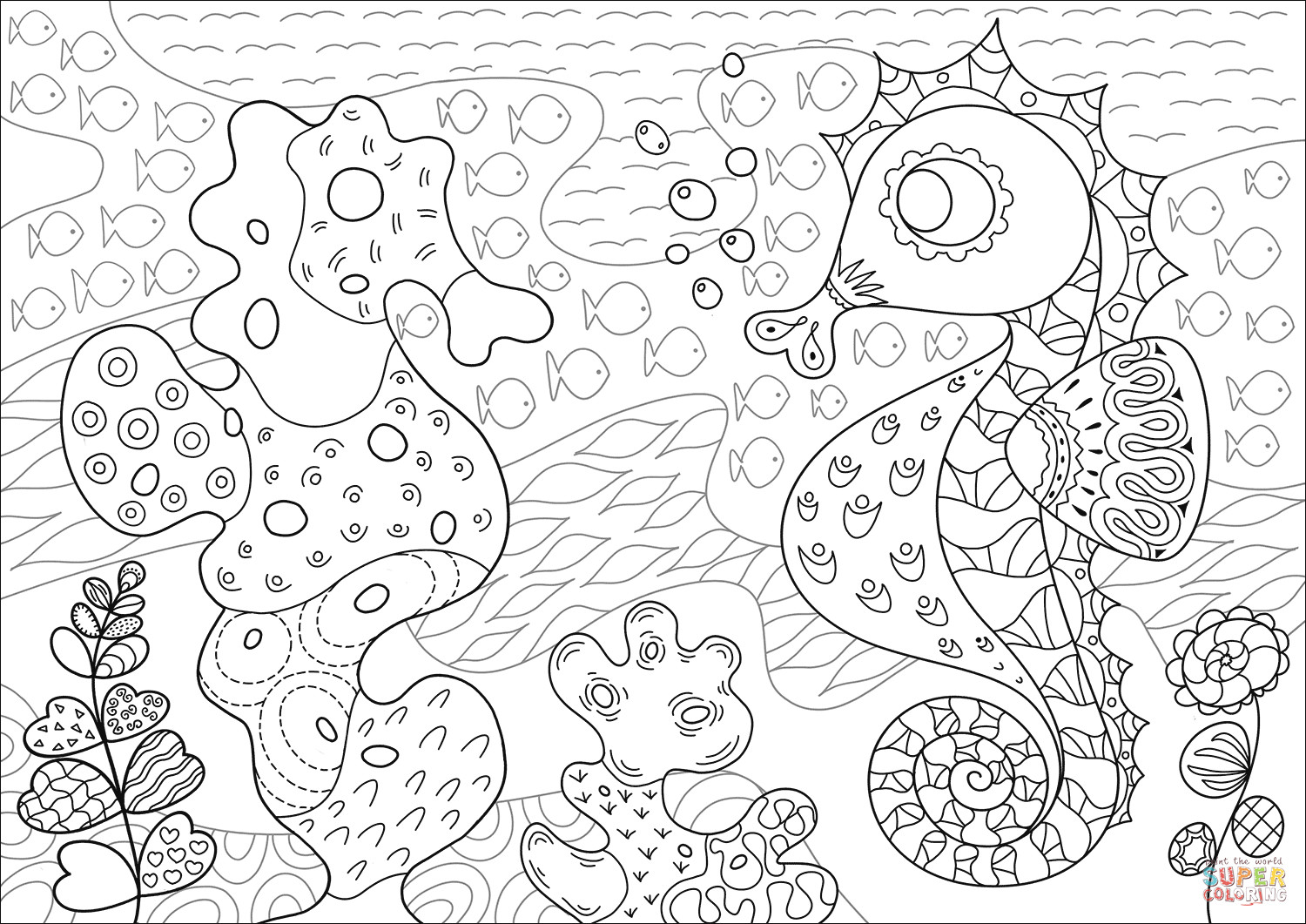 Coral Reef Coloring Pages
 Seahorse and Its Coral Reef Imitator coloring page