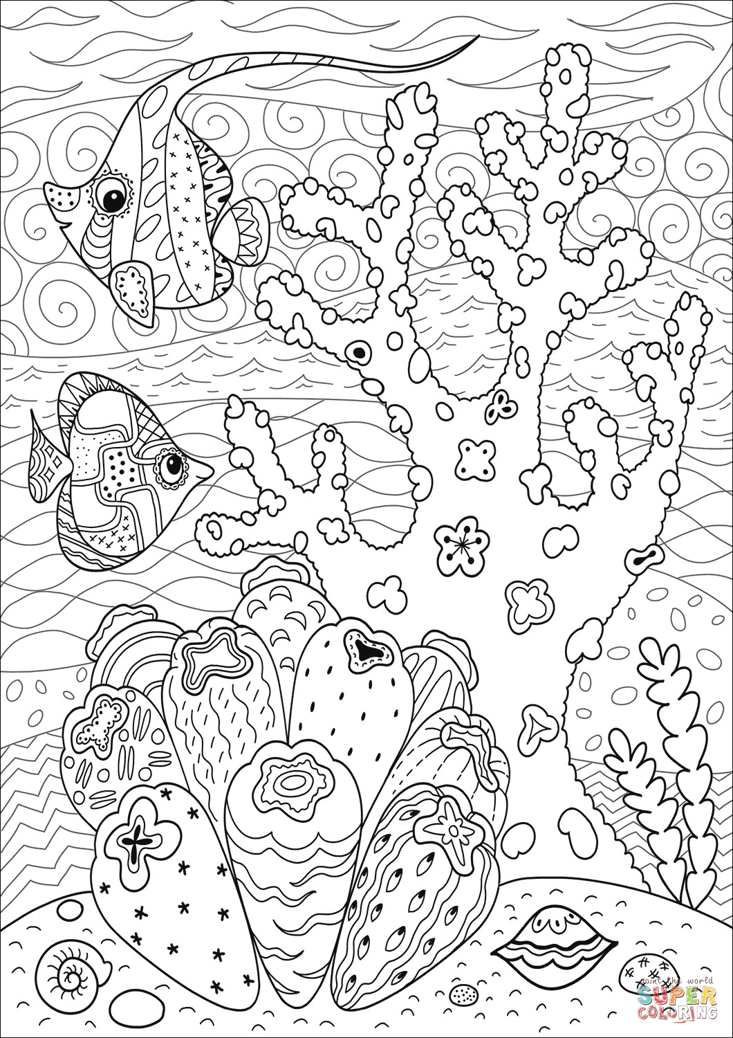 Coral Reef Coloring Pages
 Butterflyfish Enjoying Coral Reef coloring page