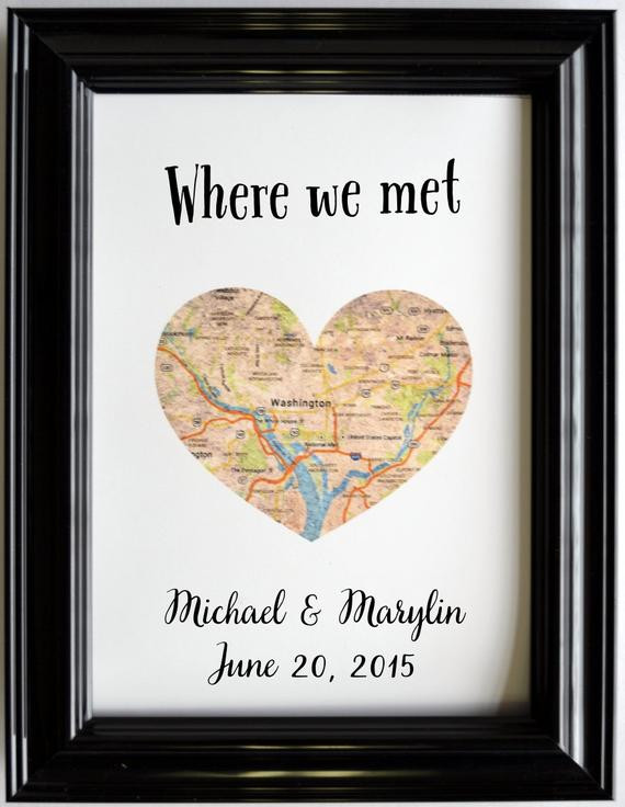 Couple Gift Ideas For Anniversary
 Custom Wedding Anniversary Gift For Couples Personalized Map