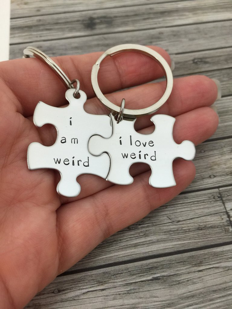 Couples Gift Ideas
 I am weird I love weird Couples Keychains Couples Gift