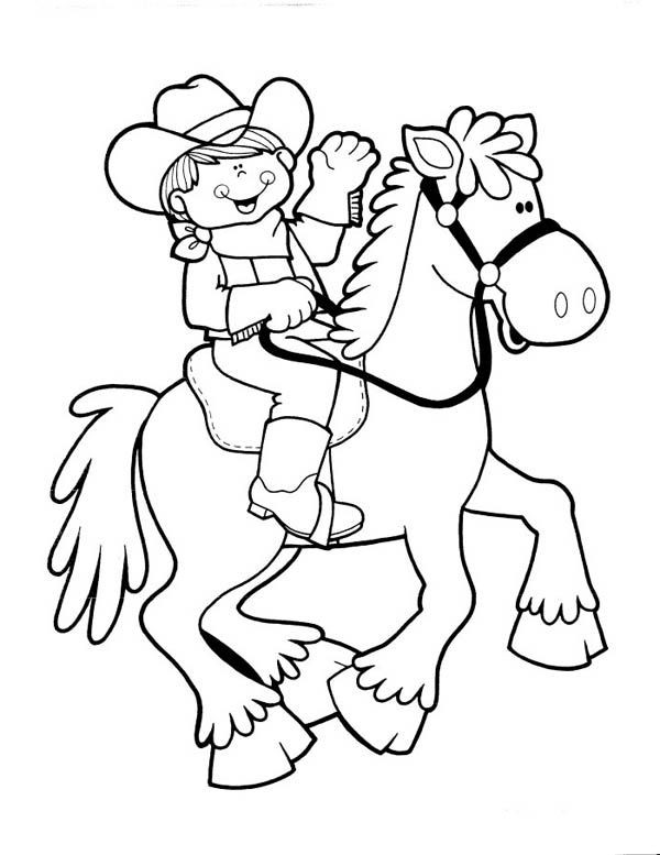 Cowboy And Cowgirl Coloring Pages
 Cute Cowgirl Riding Picture Coloring Page