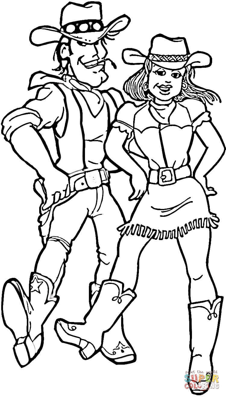 Cowboy And Cowgirl Coloring Pages
 Cowboy and Cowgirl coloring page
