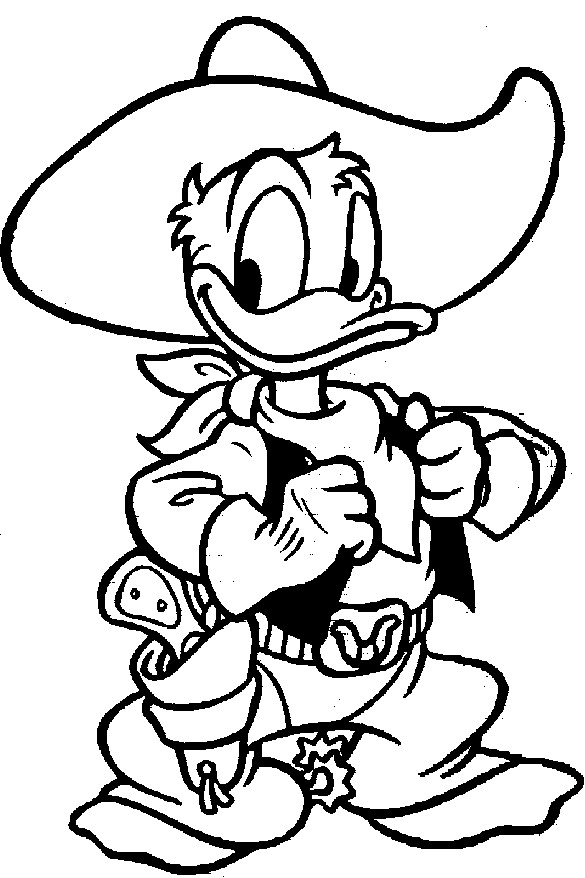 Cowboy Coloring Pages
 Donald Duck A Funny Cowboy Coloring Pages