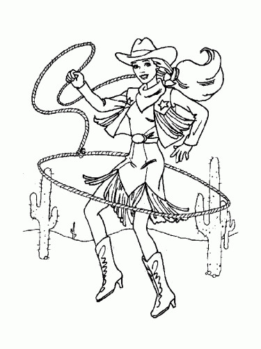 Cowgirl On A Horse Coloring Pages
 My Family Fun Barbie doll Cowgirl coloring Free coloring