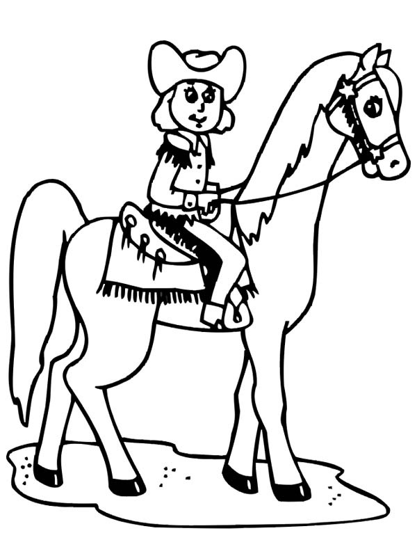 Cowgirl On A Horse Coloring Pages
 Cowgirl Boots Coloring Pages at GetColorings