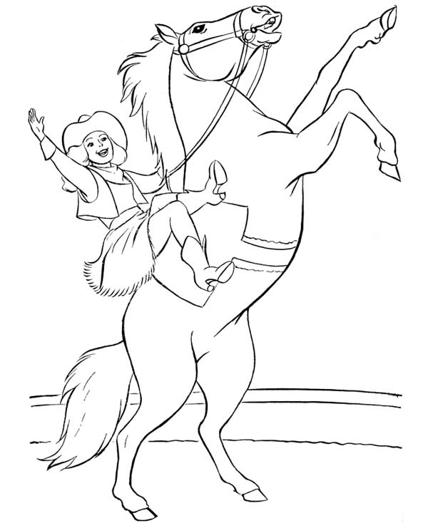 Cowgirl On A Horse Coloring Pages
 Cowgirl Drawing For Kids