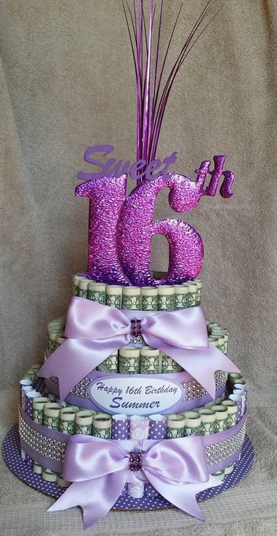 Creative 16Th Birthday Gift Ideas
 Items similar to MONEY CAKE Medium "Sweet 16th Birthday