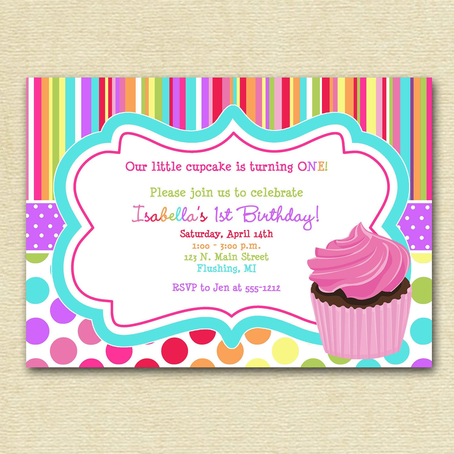 Cupcake Birthday Invitations
 Cupcake Birthday Party Invitation Cupcake Invitation