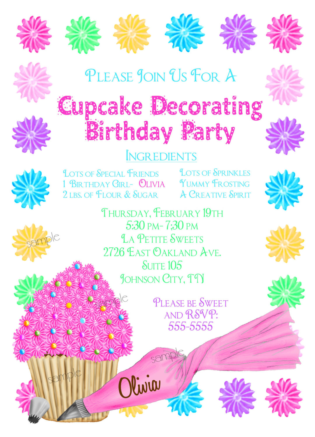 Cupcake Birthday Invitations
 Cupcake Decorating Invitations Cupcake party Baking