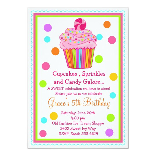 Cupcake Birthday Invitations
 Surprise Candy Cupcake Birthday Invitation