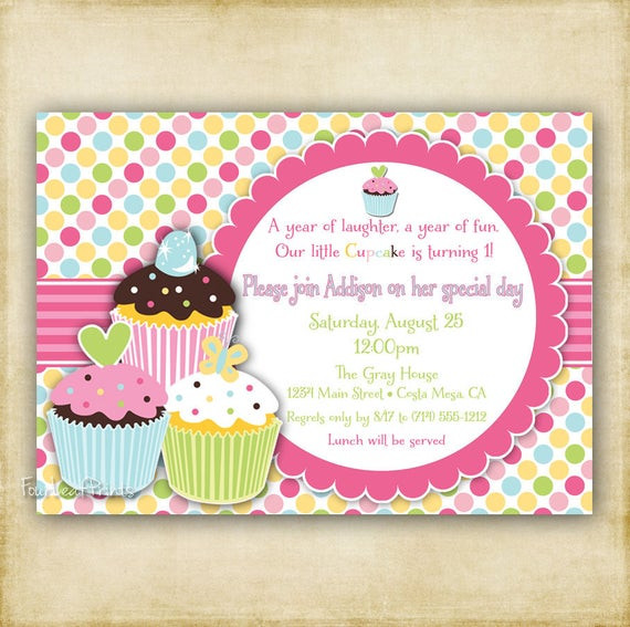 Cupcake Birthday Invitations
 Items similar to Polka Dot Cupcake Birthday Invitation