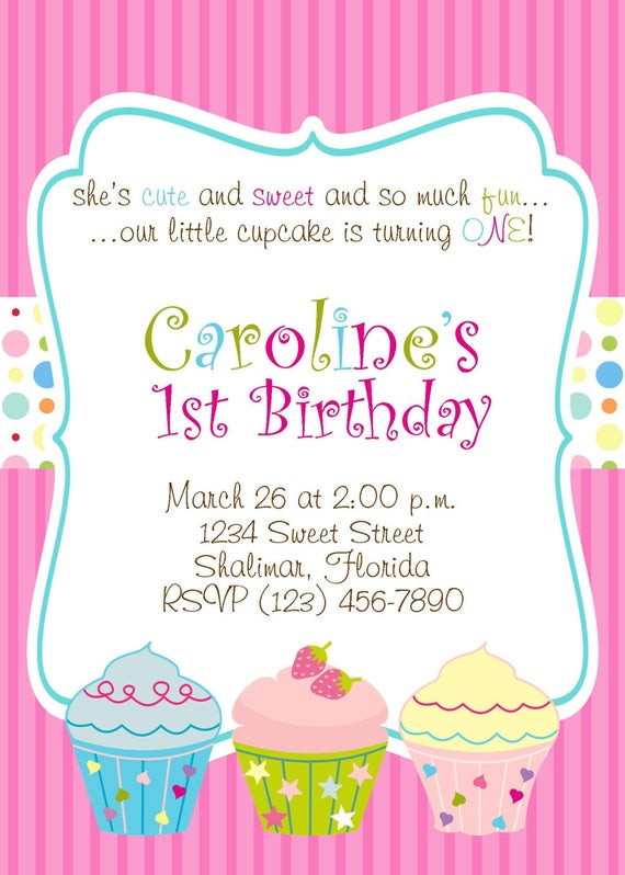 Cupcake Birthday Invitations
 Cupcake 5x7 Printable Party Invitation Girl