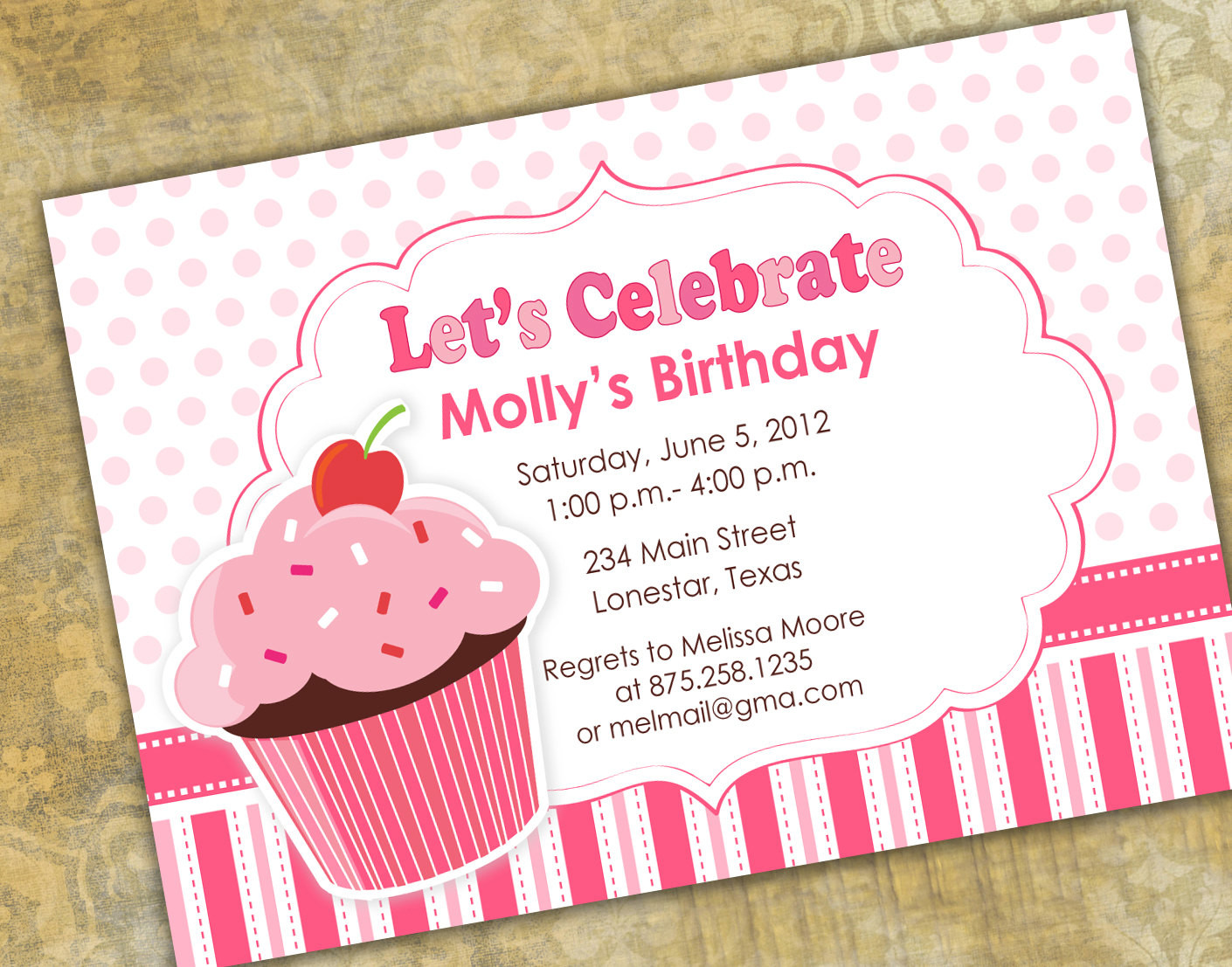 Cupcake Birthday Invitations
 Cupcake Party Invitation Digital Invitation by eloycedesigns