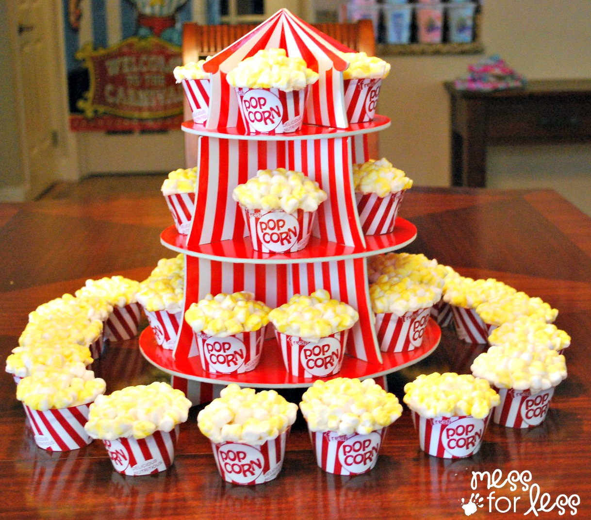 Cupcake Birthday Party Ideas
 Circus Popcorn Cupcakes and Circus Party Ideas Mess for Less