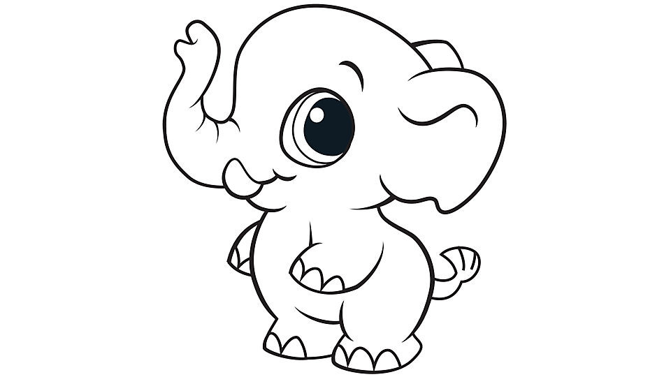 Cute Baby Animal Coloring Pages Printable
 Learning Friends Elephant coloring printable