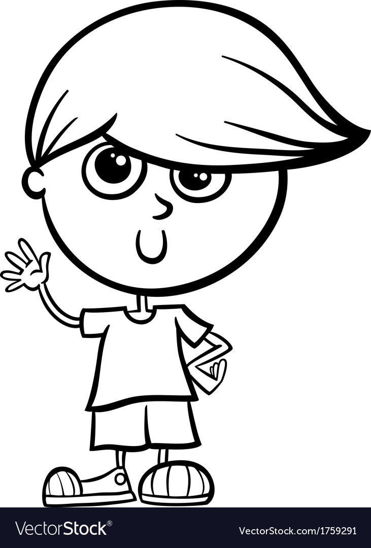 Cute Coloring Pages For Boys
 Cute boy cartoon coloring page Royalty Free Vector Image