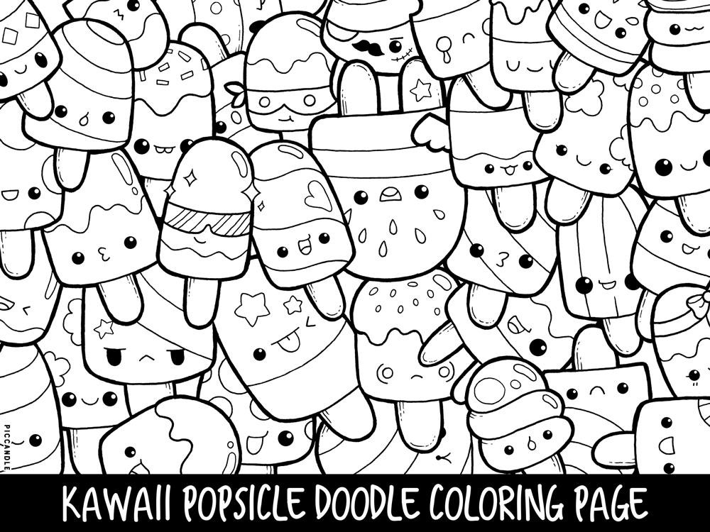 Cute Printable Coloring Pages
 Popsicle Doodle Coloring Page Printable Cute Kawaii Coloring