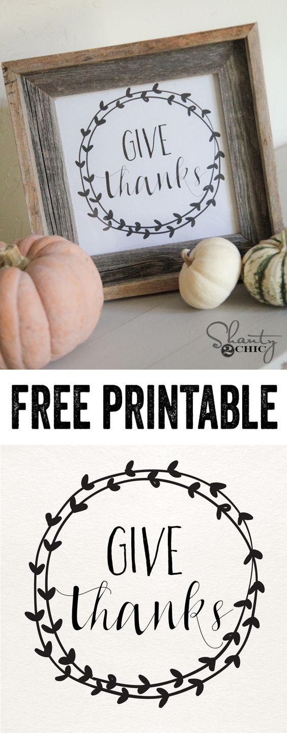 Cute Thanksgiving Quotes
 Free printable Give thanks and Thanks on Pinterest