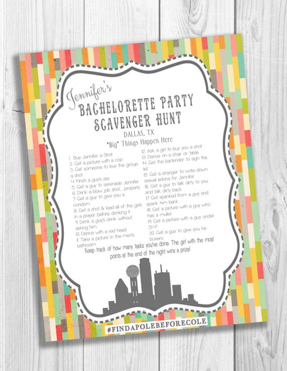 Dallas Bachelorette Party Ideas
 Dallas Bachelorette Party Scavenger Hunt