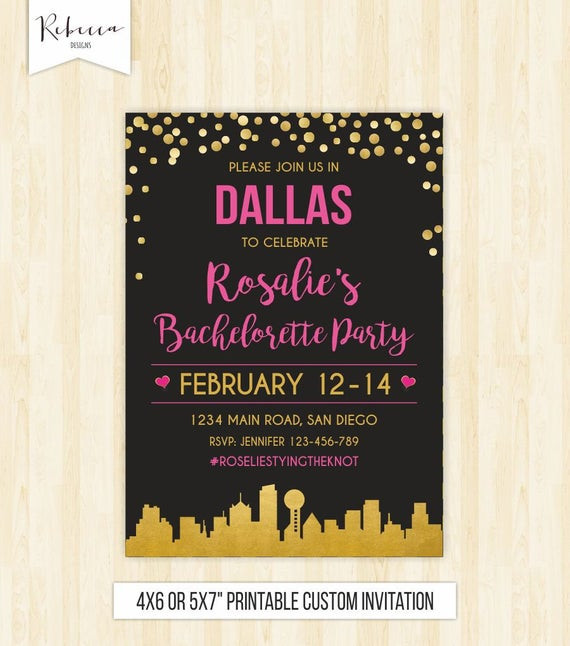Dallas Bachelorette Party Ideas
 Dallas bachelorette weekend invitation Dallas bridal
