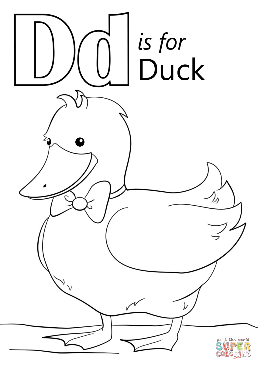 D&amp;D Coloring Pages
 Letter D is for Duck coloring page