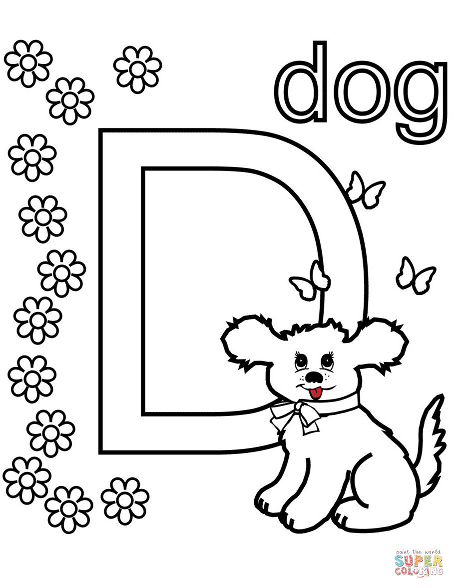 D&amp;D Coloring Pages
 D is for Dog coloring page