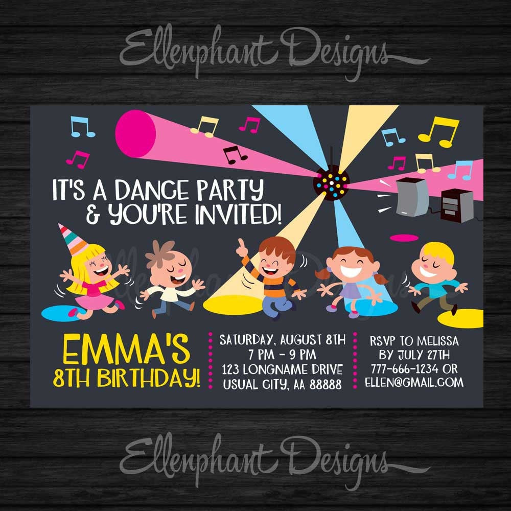 Dance Birthday Party Invitations
 Dance Party Birthday Invitation Disco invitation Dance party