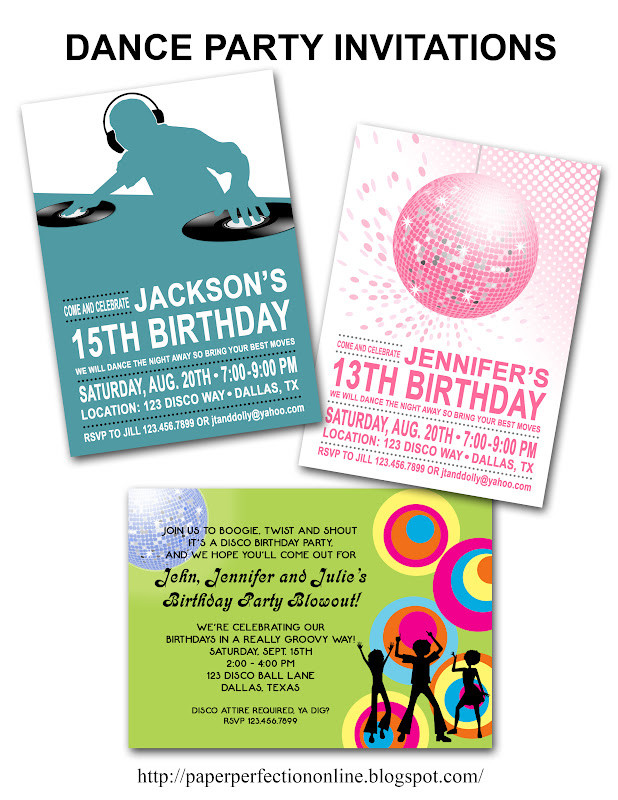 Dance Birthday Party Invitations
 Paper Perfection Dance Party Invitations
