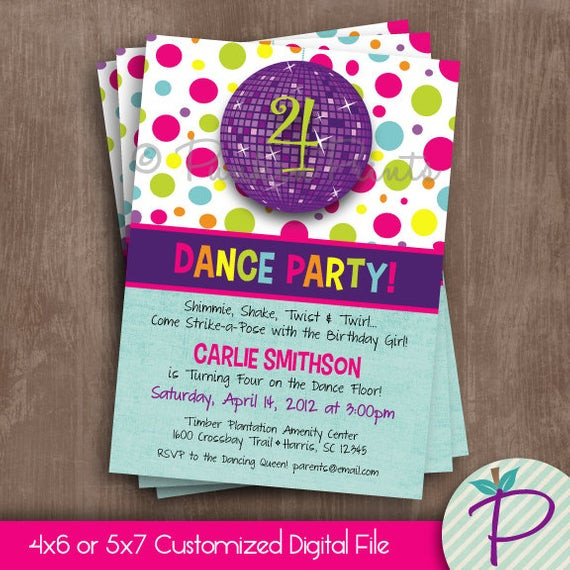 Dance Birthday Party Invitations
 Items similar to Dance Party Invitation Dance Birthday