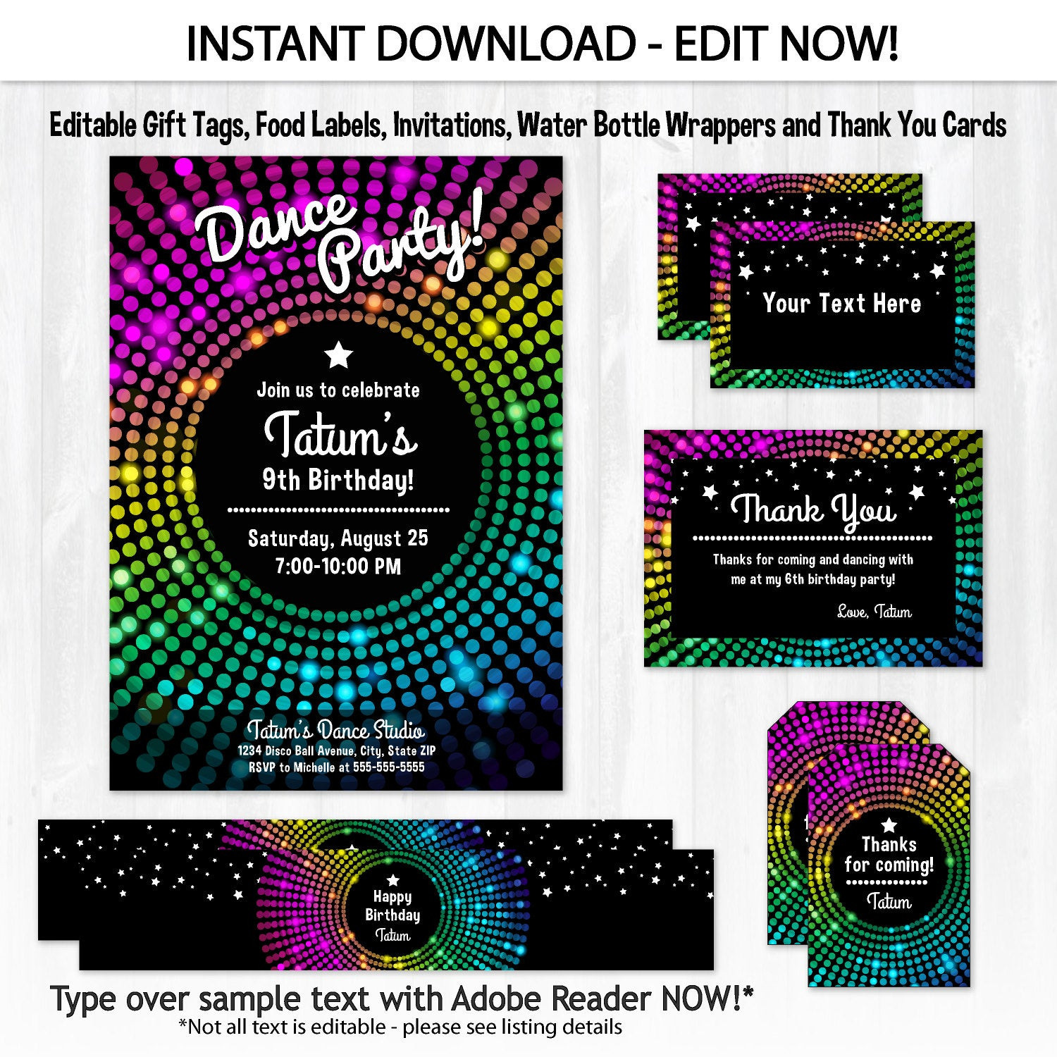 Dance Birthday Party Invitations
 Dance Party Invitations Disco Dance Birthday Invitations