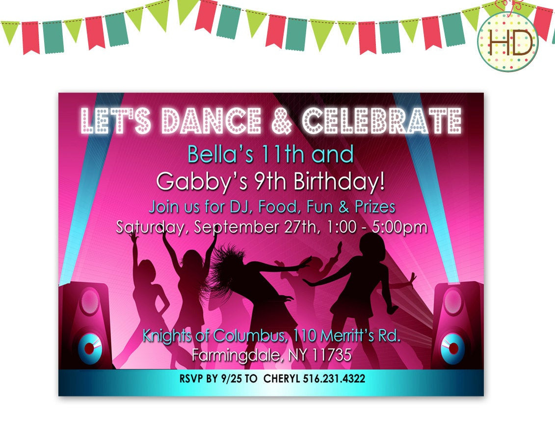 Dance Birthday Party Invitations
 Dance Party Invitation Let s Dance Birthday Party by