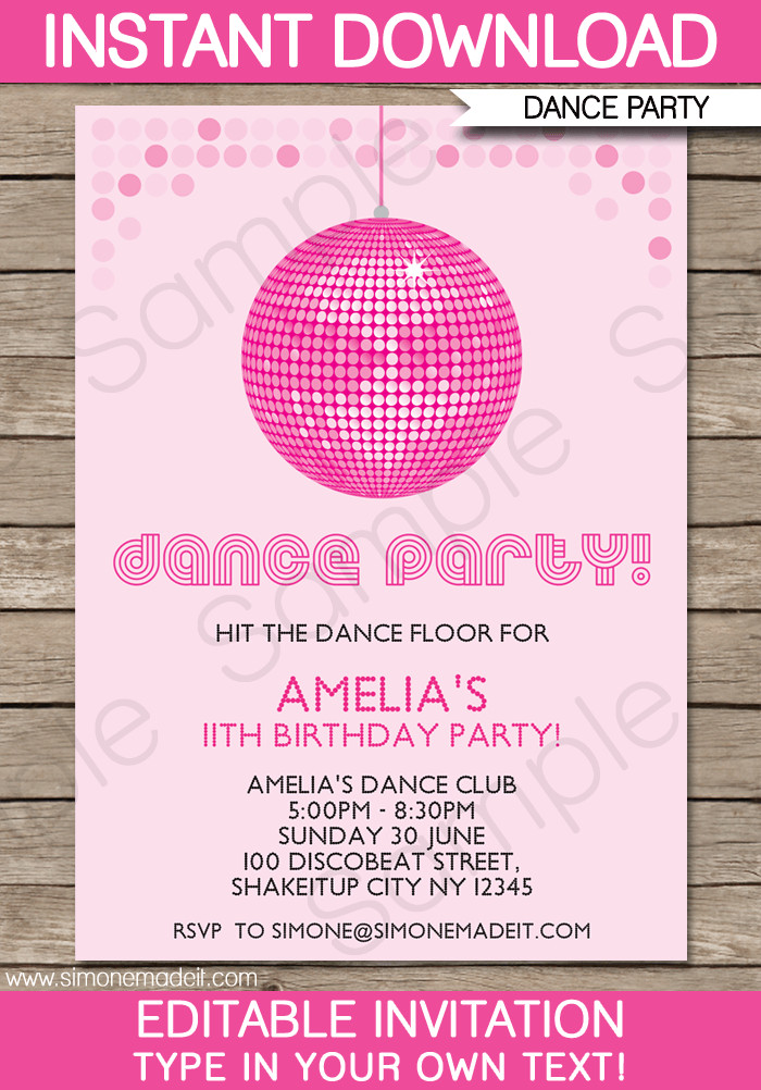 Dance Birthday Party Invitations
 Dance Party Invitations Template