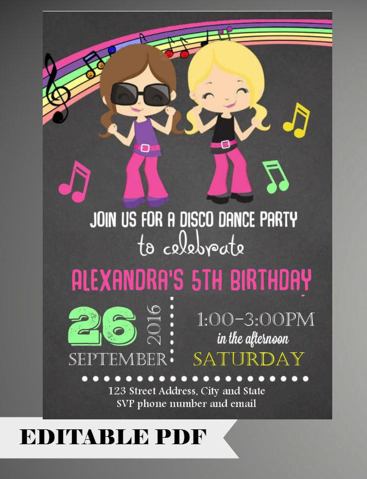 Dance Birthday Party Invitations
 EDITABLE TEXT Girl Dance Party Invitations Girl Dance