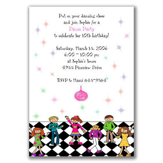 Dance Birthday Party Invitations
 Items similar to Dance Party Invitations for Kids Birthday