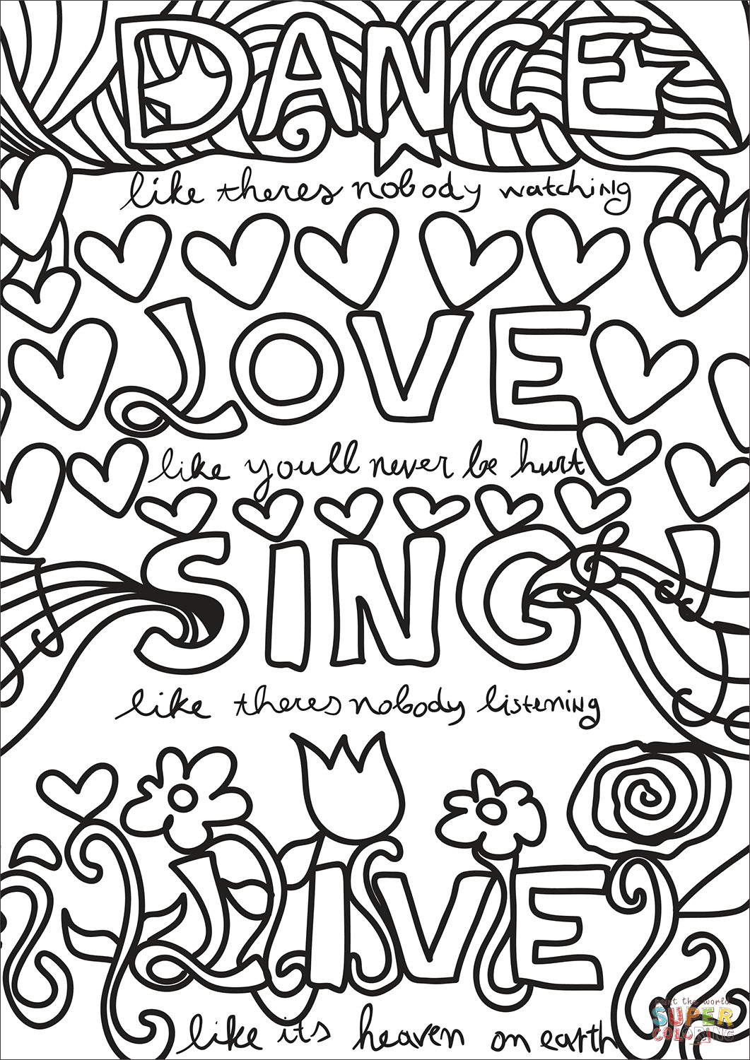 Dancing Coloring Pages
 Dance Love Sing Live coloring page