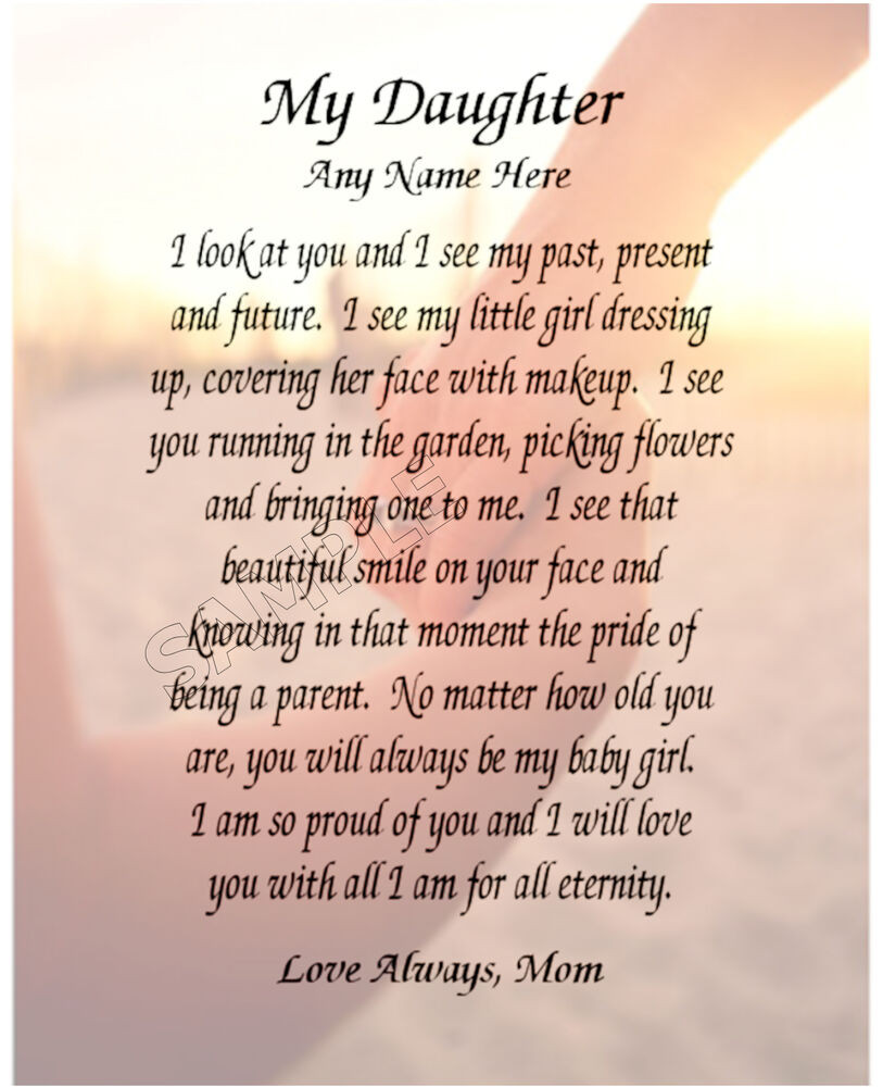 Daughter Birthday Quotes
 MY DAUGHTER PERSONALIZED ART POEM MEMORY BIRTHDAY GIFT