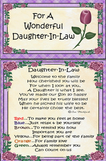 Daughter In Law Mothers Day Quotes
 New Daughter In Law Quotes QuotesGram