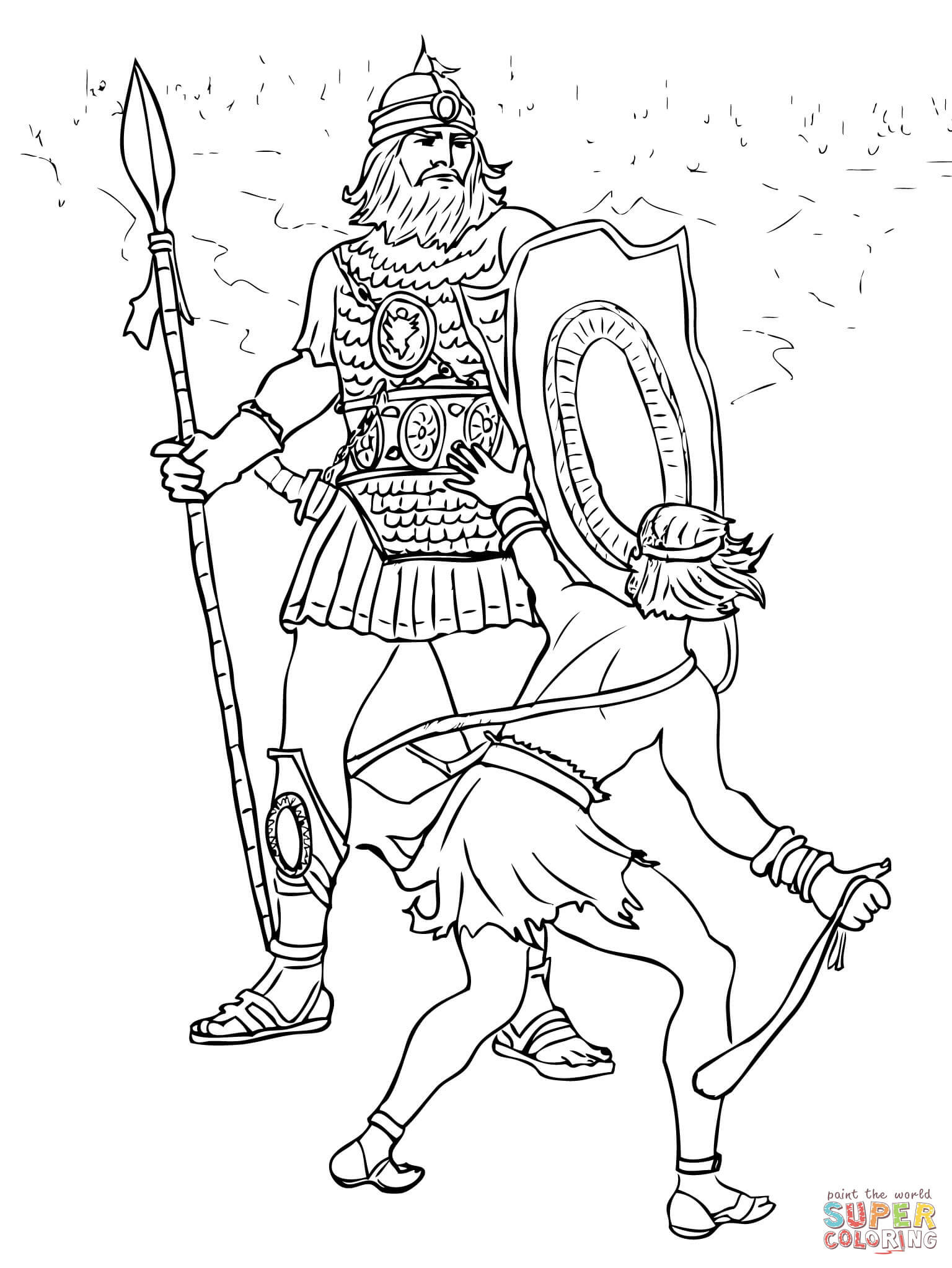 David And Goliath Coloring Pages
 David and Goliath Fight coloring page