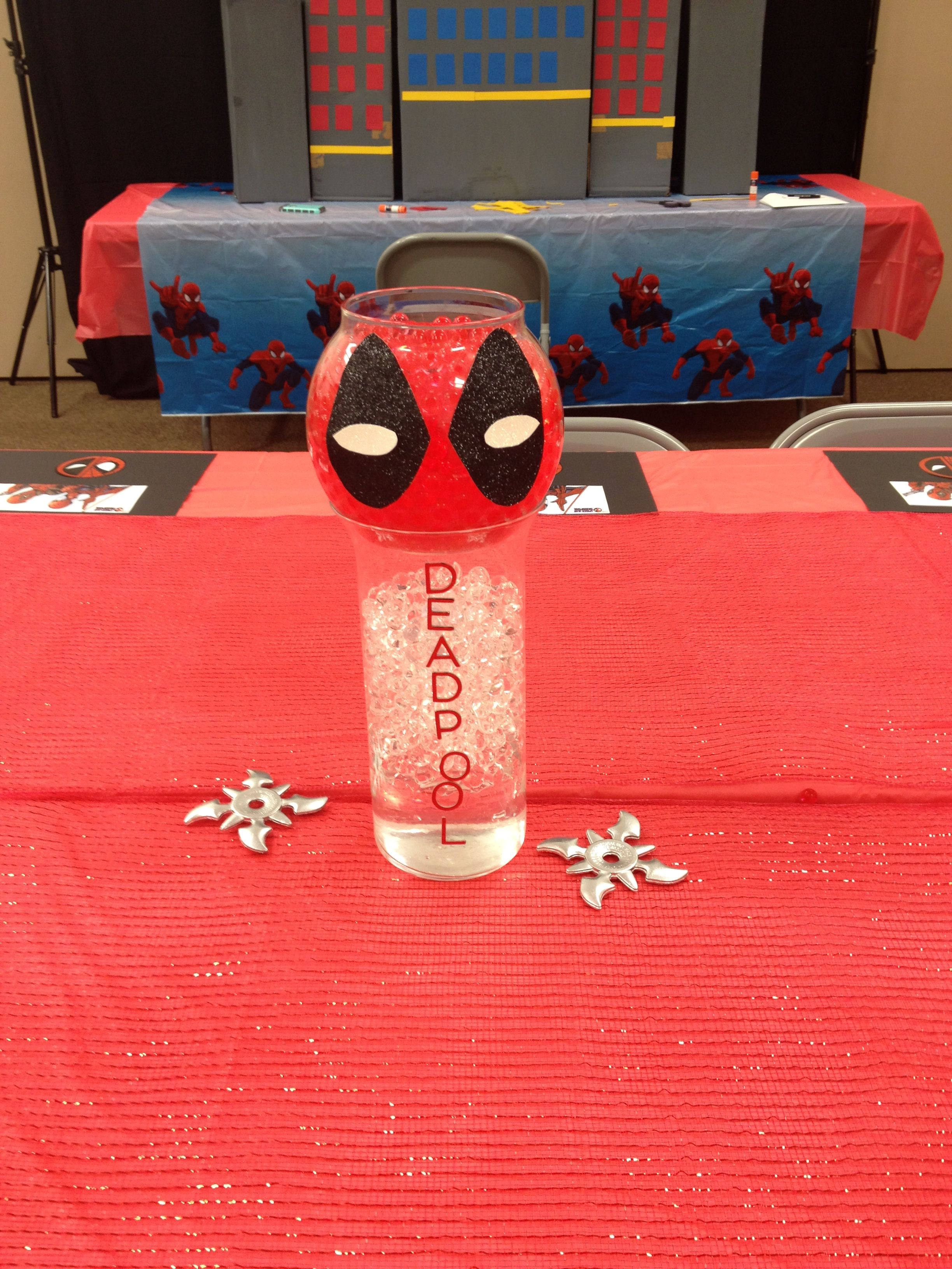 Deadpool Birthday Decorations
 Spider man vs Deadpool Birthday Party 4