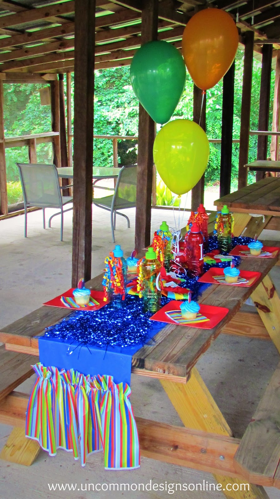 Decorating Ideas For A Beach Party
 Ruffled Table Runner from Plastic Tablecloths